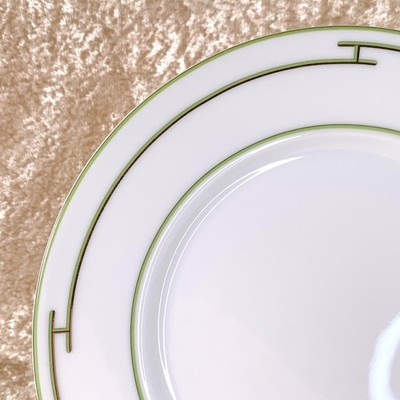 Hermes Dessert Plate Rhythm Rythme GreenPorcelain Tableware Set of