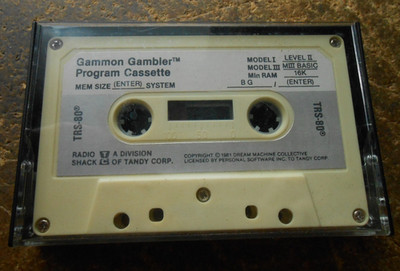 Gammon Gambler Computer Program Cassette Tape Radio Shack TRS-80 Tandy TRS80