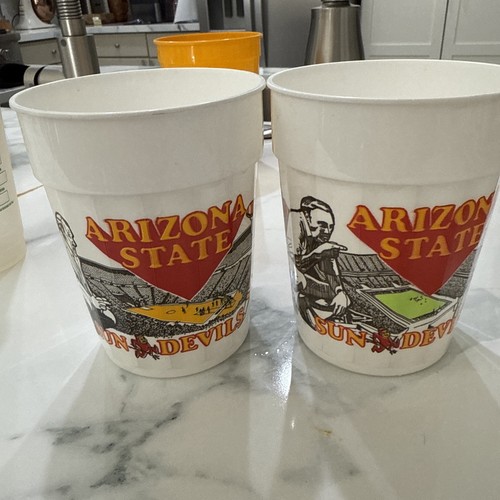 2 Vintage 80’s 1983 Arizona State University Hard Plastic Cups ASU Sun Devils