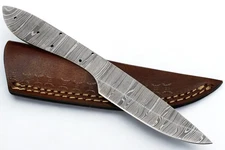 Custom Handmade Damascus Steel Blank Blade Knife Making Supply W/Leather Sheath