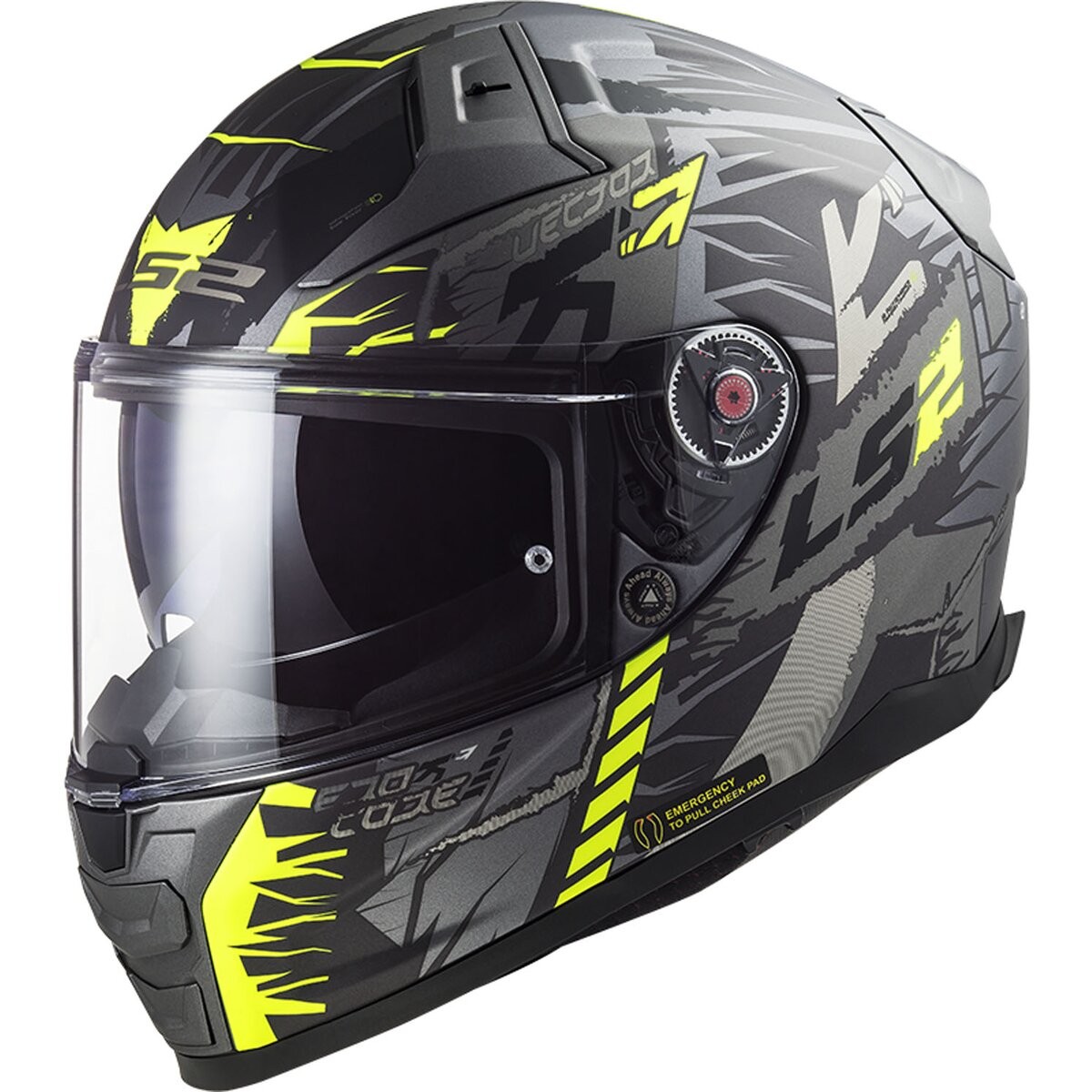 high vis helmet ls2 LS2 Matte Titanium/Hi-Vis Citation II Techbot Helmet