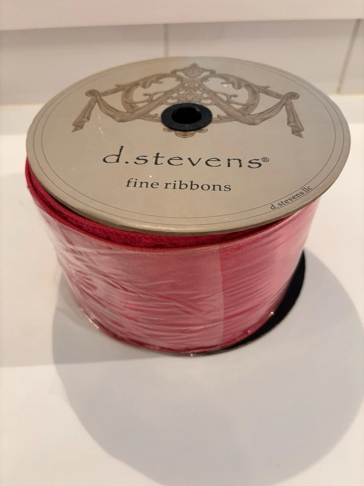 Nuevo Sellado D.Stevens Terciopelo Rosa Caliente 4" X 10 Yardas Cinta Borde Alambre Foto 4 de 4