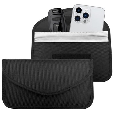 2PCS Faraday Bags for Car Keys and Cell Phone, RFID Signal Black-white 