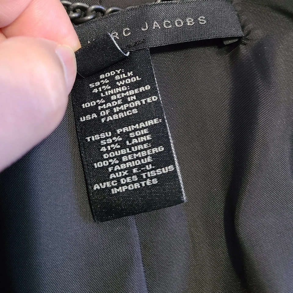 Blazer Marc Jacobs seda lana cuadros hombre talla XL blanco negro Foto 4 de 4