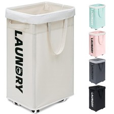 Laundry Hamper with Wheels 75L College Dorm Room Essentials Clothes Hamper wi...