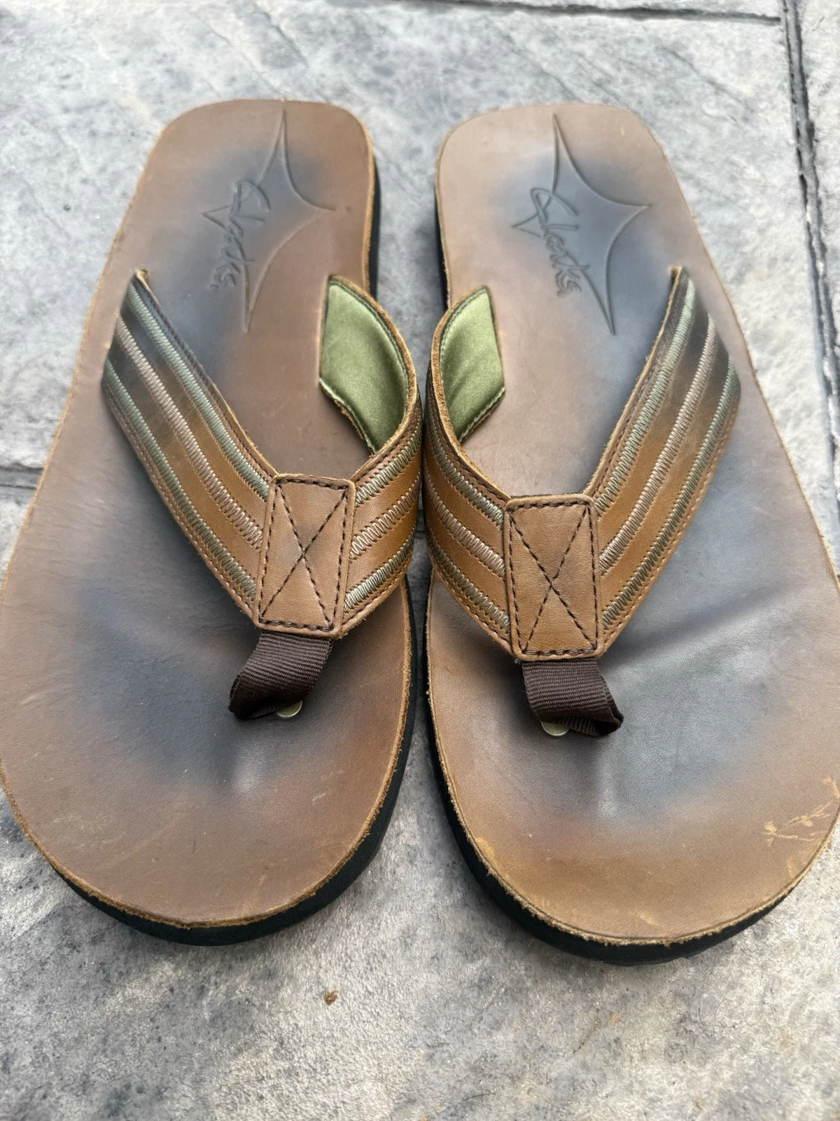 Clarks infradito pelle sandalo classico marrone US uomo taglia 11M us intime ottimeioni