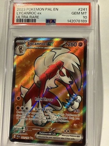 💎 2023 Pokémon PAL EN Paldea Evolved Lycanroc EX 241/193 Ultra Rare PSA 10 💎