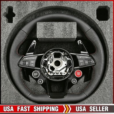 Full Leather Sport Steering Wheel fit for 2017 audi a4 with Paddles buttons new.