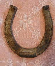 Antique Large 6-1/2" Hand Forged Very Old Iron Horseshoe - Nice Rustic Patina!