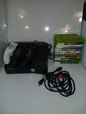 Microsoft Xbox 360 S W/Kinect Sensor Controllers and 12 Games Not Tested As-Is