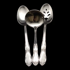 Oneida Fenway Daydream Serving Set, Pierced Slotted Spoon Tablespoon Gravy Ladle
