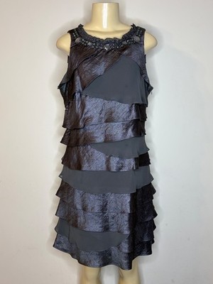 S.L.  FASHIONS WOMEN'S TIERED GRAY DRESS SIZE 12