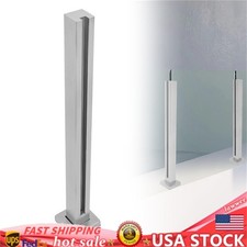 Glass Railing Post,End Post Floor Mount Patio Balcony Railing Clamp Silver 65cm
