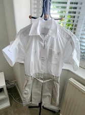 3.1 Philip Lim Combo Short-Sleeve Belted Cotton Mini Shirt Dress. Size UK 4