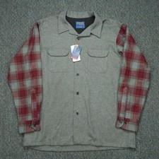 VINTAGE Pendleton Shirt Mens Large Gray Board Wool Flannel Long Sleeve NWT