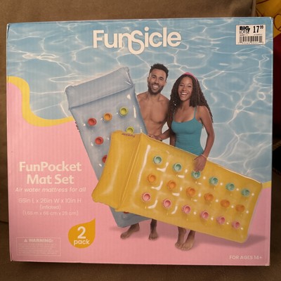 Set of 2 Funsicle Funpocket Mats 66-26  Yellow And Blue Floating Pool Mats