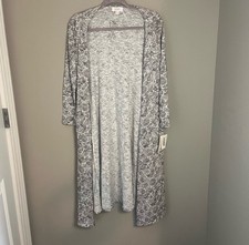 NWT LuLaRoe Sarah Long Cardigan In Paisley Grey/White Size XS