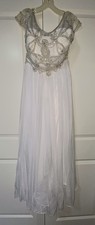 True White Maxi Wedding Reception Dress Size 8 With Rhinestones DD Breast Size