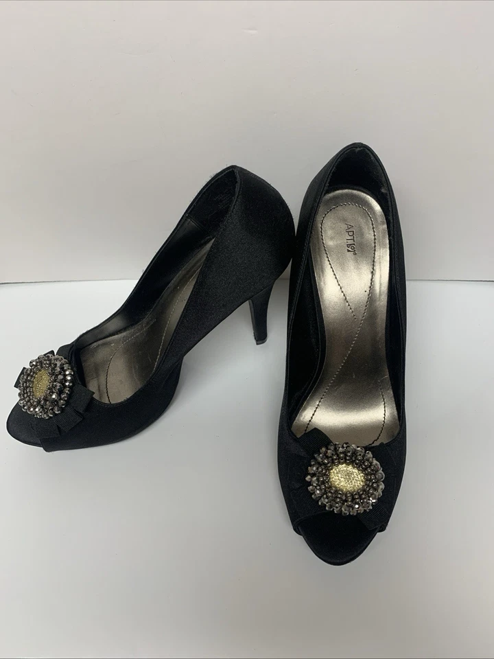 Apt 9 женщин Синди черный со стразами цветок заглянуть носок насос Stiletto каблуки размер 10 М - Изображение 2 из 4