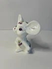 Vtg Fenton Milk Glass Mouse Mice White Purple Florals Handpainted Artist Signed