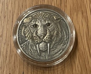 Burkina Faso 1000 Franchi Sciabola Smilodon Tigre Dentellata Moneta Argento 2013