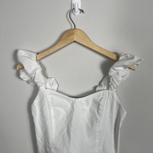 Abercrombie & Fitch Bubble Strap White Poplin Tank Top Blouse Minimalist Small - Picture 3 of 5