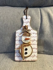 Handmade Wood Slice Snowman Hanging Sign 3 1/2"x8" Cute!