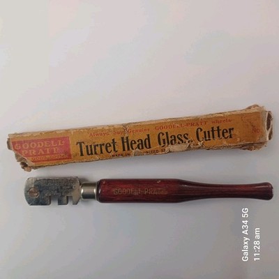 Vintage Goodell Pratt Revolverkopf Glasschneider Nr.1 im Originalkarton.