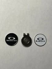 (2) Rare Oakley Ellipse 1" Coin Style Golf Markers With Bonus Hat Clip 