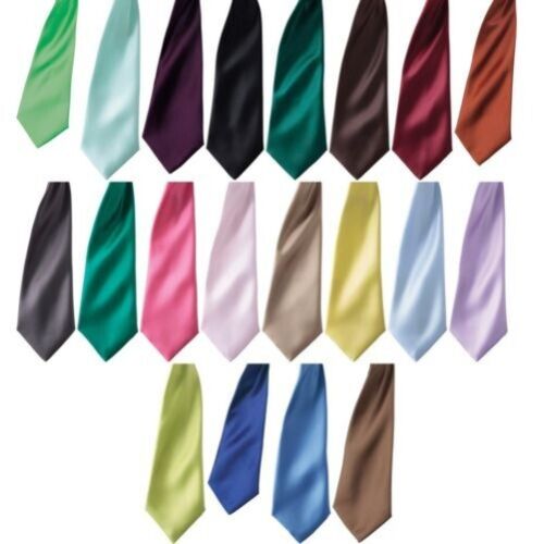 Hombre Premier Color Satén Broche Profesional Estrecho Hoja Corbata - Imagen 1 de 41
