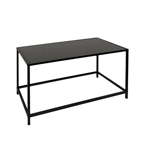 Set Of 2 Coffee Table Black Large Nesting Tables Side Table with Clear Glass Top - Picture 12 of 13