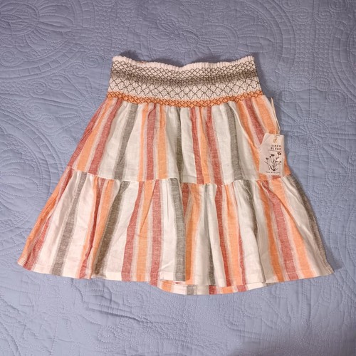 Indigo Rein Women's Skirt Sz Small Striped Linen Blend Knee Length
