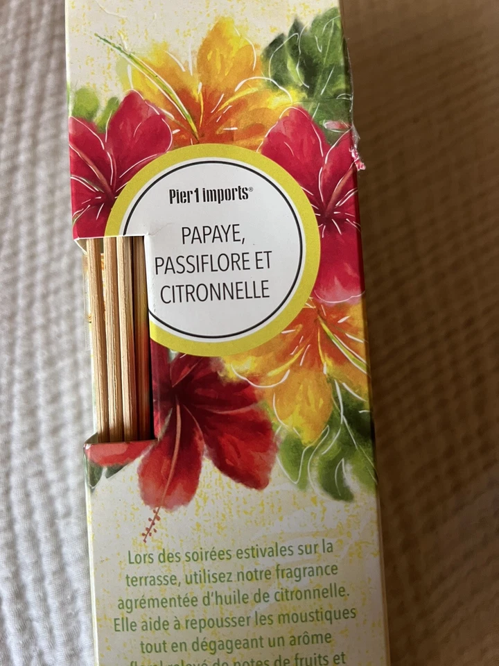 Pier 1 Imports Papaya Passion Fruit Citronella Reed Diffuser Set 8fl oz USA Made - Image 4 of 4