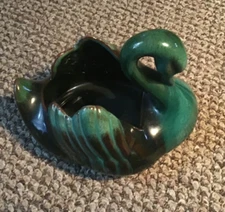 Nice Old Vintage Blue Mountain Pottery Swan Planter Made in Canada Drip Glaze 6”