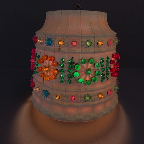 Vintage Lawnware Swag Lamp Retro House Camping Lighting USA Colorful Blossoms - Picture 3 of 21