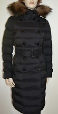 New Burberry Womens Arniston Down Hooded Quilted Puffer Coat Sz Xsmall