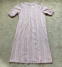 NWT STUDIO B BY BOBEAU Boho Pink Striped Beach Shift Robe Dress Cotton SZ Large