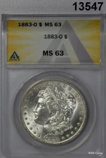 1883 O MORGAN SILVER DOLLAR ANACS CERTIFED MS63 WHITE FROSTY! #13547