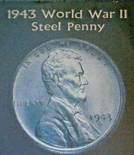 TIME-LINE SOUVENIRS PRESENT THE PAST-1943 WORLD WAR II STEEL PENNY
