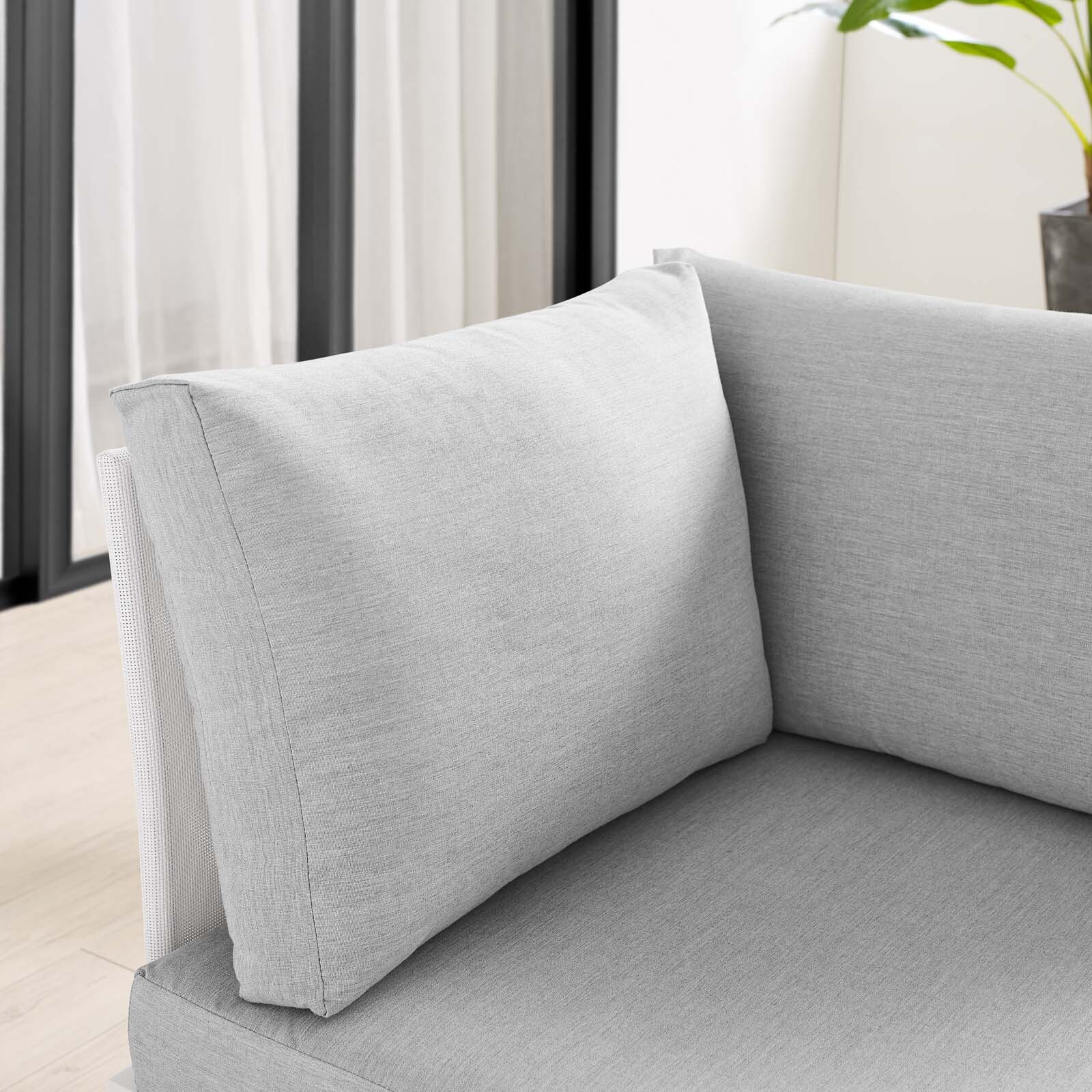 Modway Harmony Outdoor Patio Sectional Sofa Corner Chair in White Gray
