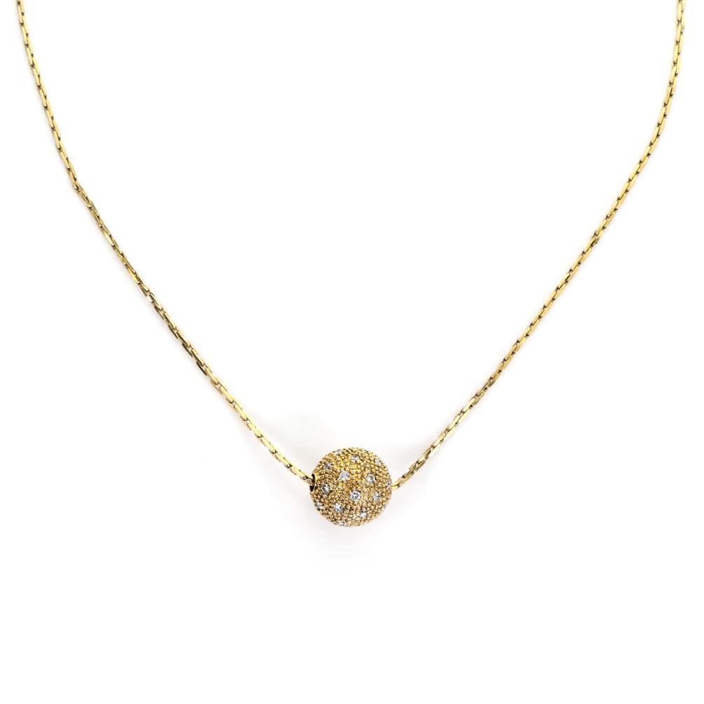 Diamond Slide Ball Pendant 18k Yellow Gold 12mm 14k Gold Chain