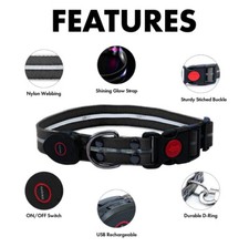 Rechargeable LED Dog Collar Light-up Flash Glow Pet Collar Micro USB Adjustable