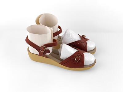 VTG 70S SANDALS BOHO HIPPIE PLATFORM FESTIVAL LEATHER ITALY 