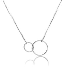 Silver Necklace Double Ring Karma Circle Pendant Gift Valentine Birthday Present