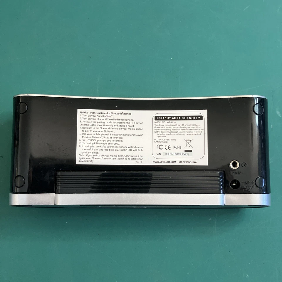 Spracht Aura Blu Note Portable Wireless Bluetooth Speaker. WS 4010. VERY GOOD. - Image 4 of 4