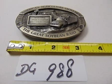 GREAT SOYBEAN RAID 1981 VINTAGE BELT BUCKLE AMERICAN AGRICULTURAL MOVEMENT FARM