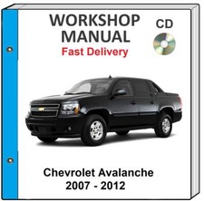 CHEVROLET AVALANCHE 2009 2010 2011 2012 SERVICE REPAIR WORKSHOP MANUAL ON CD