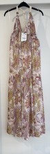 ZARA MULTICOLOUR PAISLEY PRINT METALLIC THREAD DRESS WITH OPEN BACK SIZE L BNWT