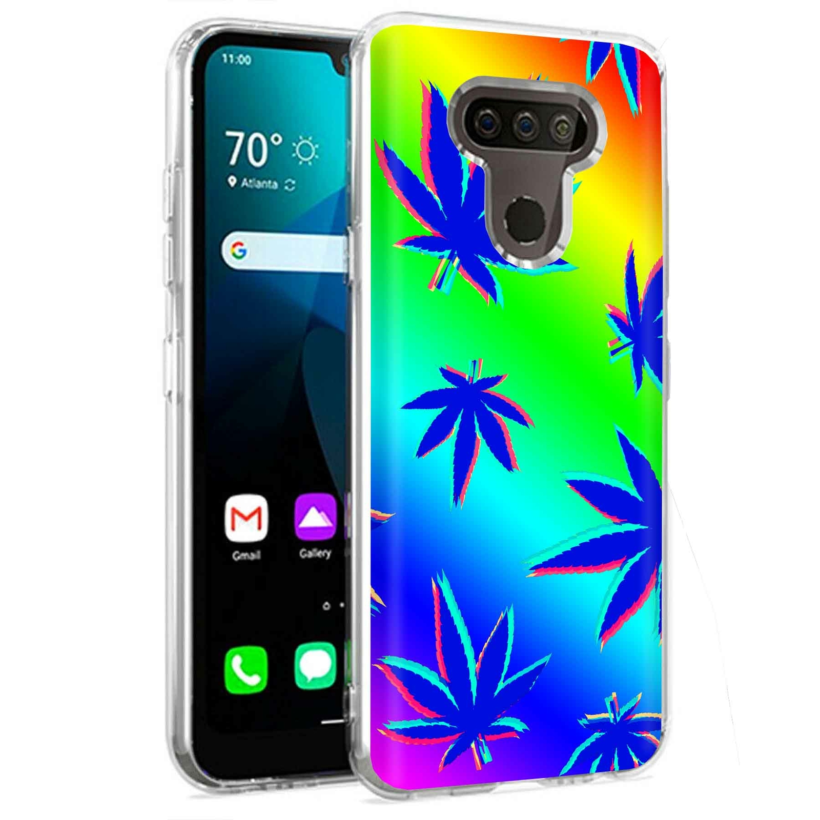 Phone Case for LG Harmony 4,Xpression Plus 3,K40S, Rainbow Marijuana Print
