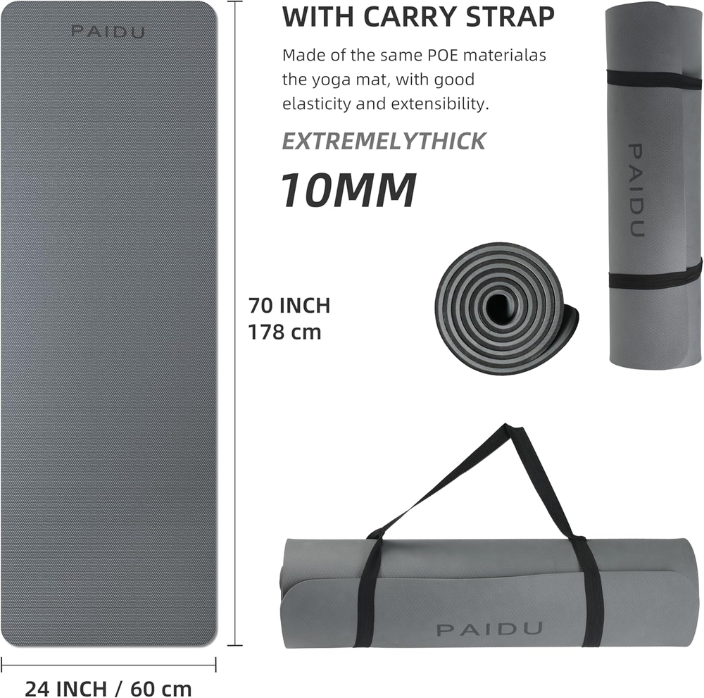 Non-Slip Extra Thick High Resiliency Professional POE Yoga Mat Anti-Tear